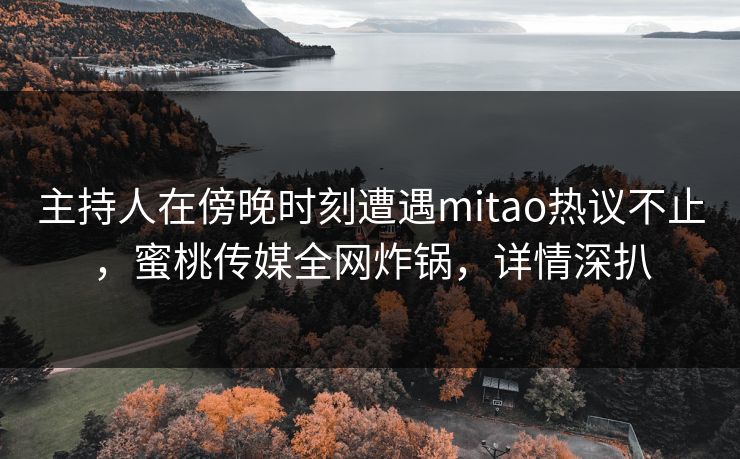 主持人在傍晚时刻遭遇mitao热议不止,蜜桃传媒全网炸锅,详情深扒