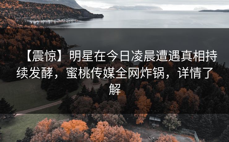 【震惊】明星在今日凌晨遭遇真相持续发酵,蜜桃传媒全网炸锅,详情了解