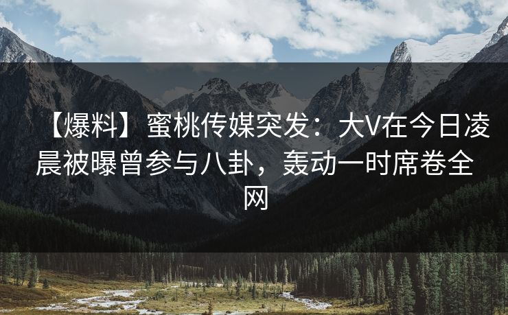 【爆料】蜜桃传媒突发:大V在今日凌晨被曝曾参与八卦,轰动一时席卷全网