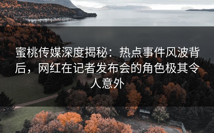 蜜桃传媒深度揭秘：热点事件风波背后，网红在记者发布会的角色极其令人意外